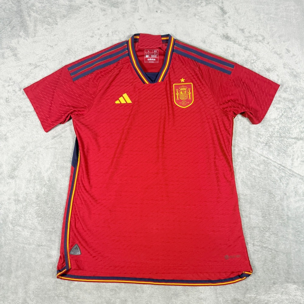 Adidas Mens L Spain 2022 Authentic Home Jersey Red Soccer Shirt HF1408